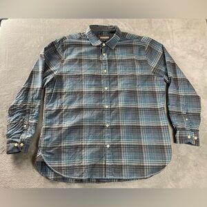 32 Bar Blues Shirt Plaid Flannel Long Sleeve Button Mens XL Blue Gray Multicolor